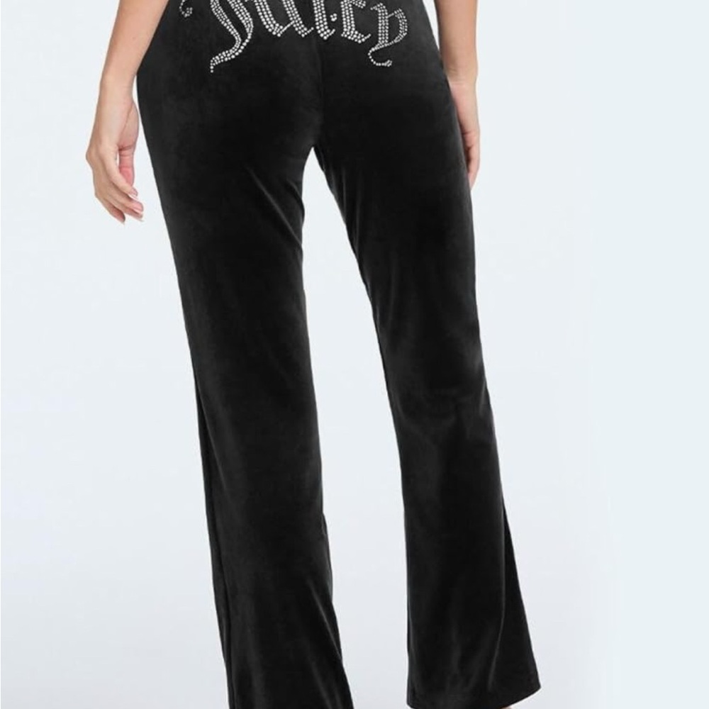 Juicy Couture Black Velour Rhinestone track suit